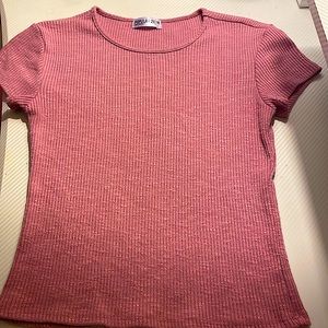 pink ribbed shirt, tight fitted <3